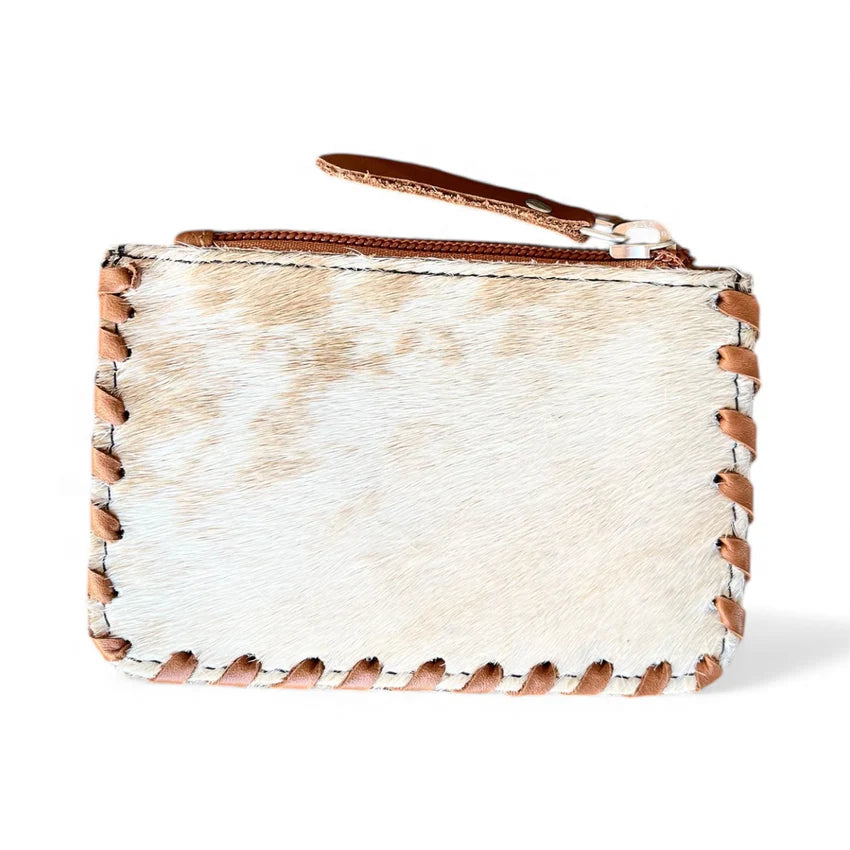 Free Spirit Feather Tooled Cowhide Coin Pouch