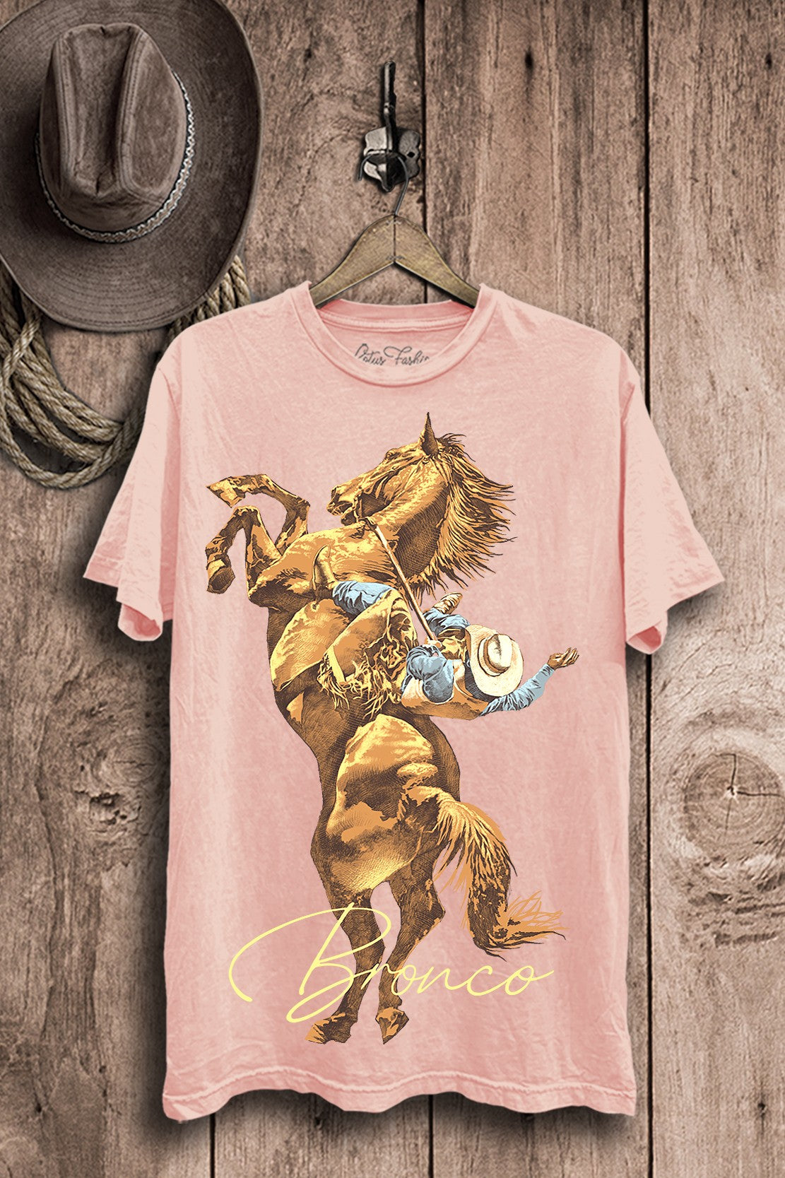 Hold On Tight Bronco Mineral Washed Graphic Tee