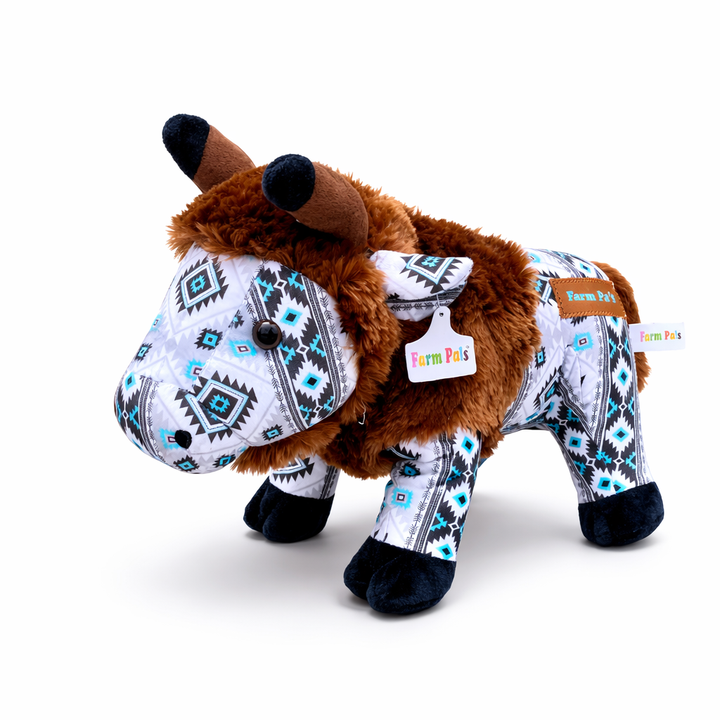 Little Wrangler Blue Aztec Buffalo 4” Mini Farm Pal