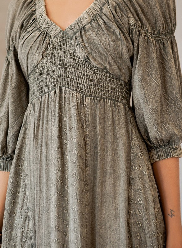 Desert Heirloom Asymmetrical Ruffle Midi Dress