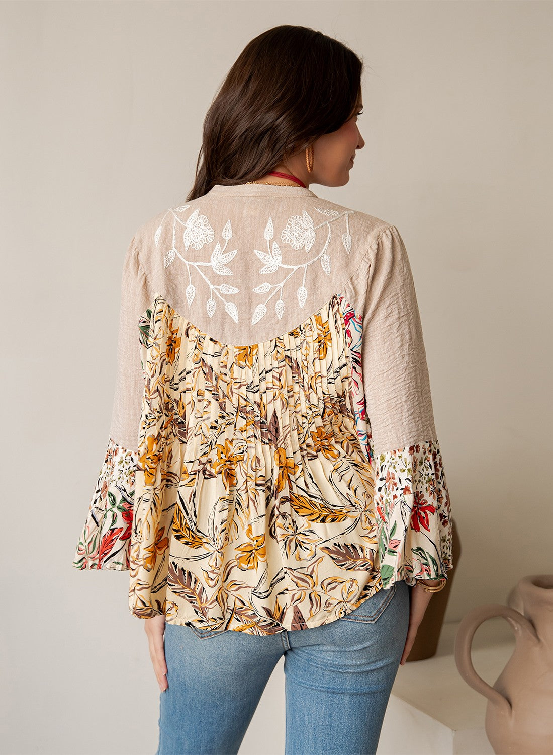 Wildflower Ledger Embroidered Button Down Tunic