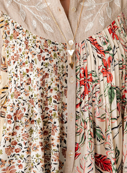 Wildflower Ledger Embroidered Button Down Tunic