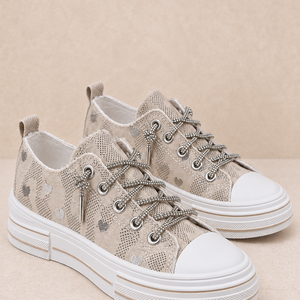 Written in Rhinestones Heart Platform Sneakers