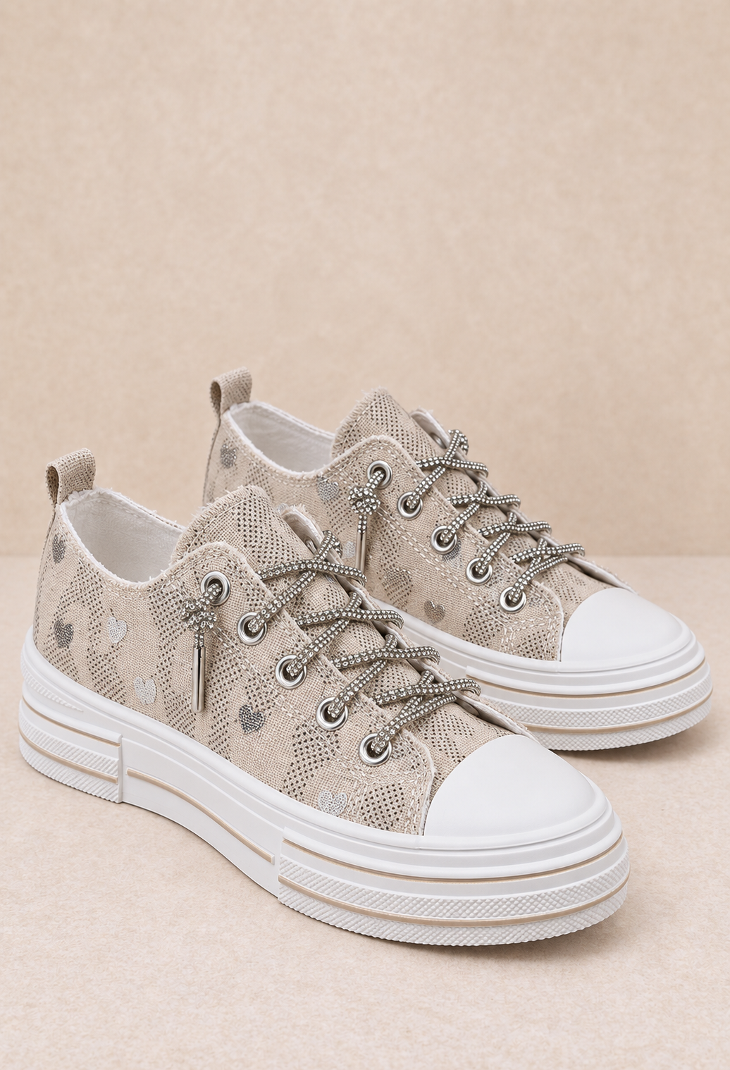 Written in Rhinestones Heart Platform Sneakers