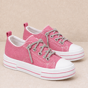 Blush & Bedazzled Rhinestone Platform Sneakers