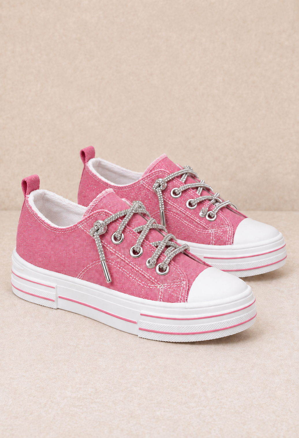 Blush & Bedazzled Rhinestone Platform Sneakers