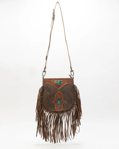 Myra Mojave Tassle Bag In Brunette Leather