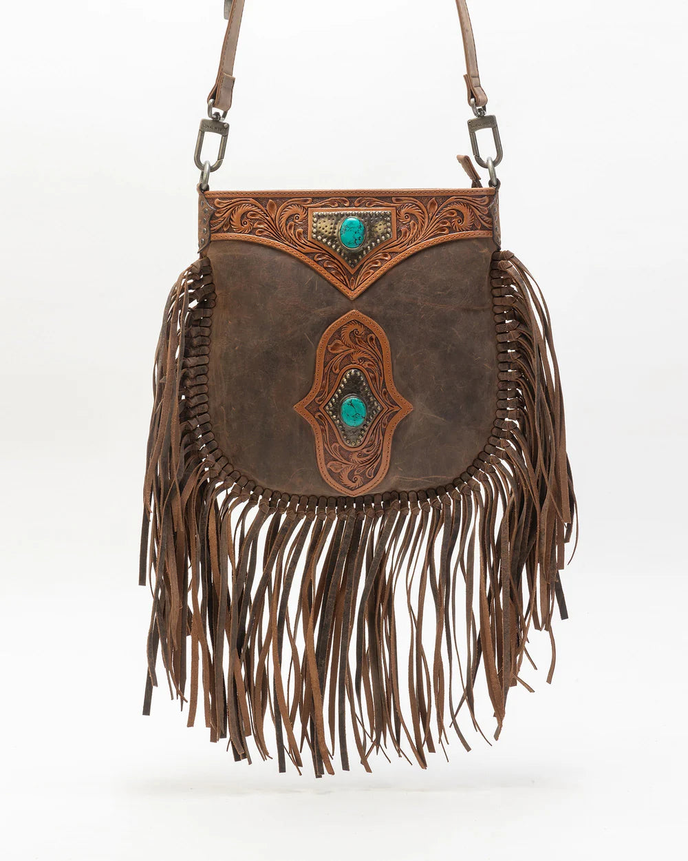 Myra Mojave Tassle Bag In Brunette Leather