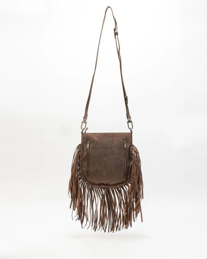Myra Mojave Tassle Bag In Brunette Leather