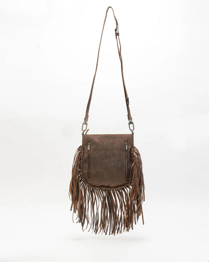 Myra Mojave Tassle Bag In Brunette Leather
