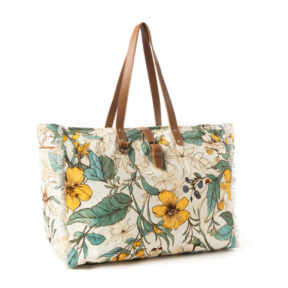 Myra Lovely Florals Weekender Bag In Light Green