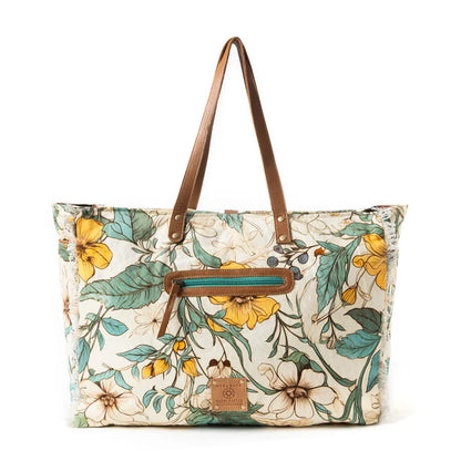 Myra Lovely Florals Weekender Bag In Light Green