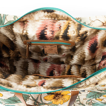 Myra Lovely Florals Weekender Bag In Light Green