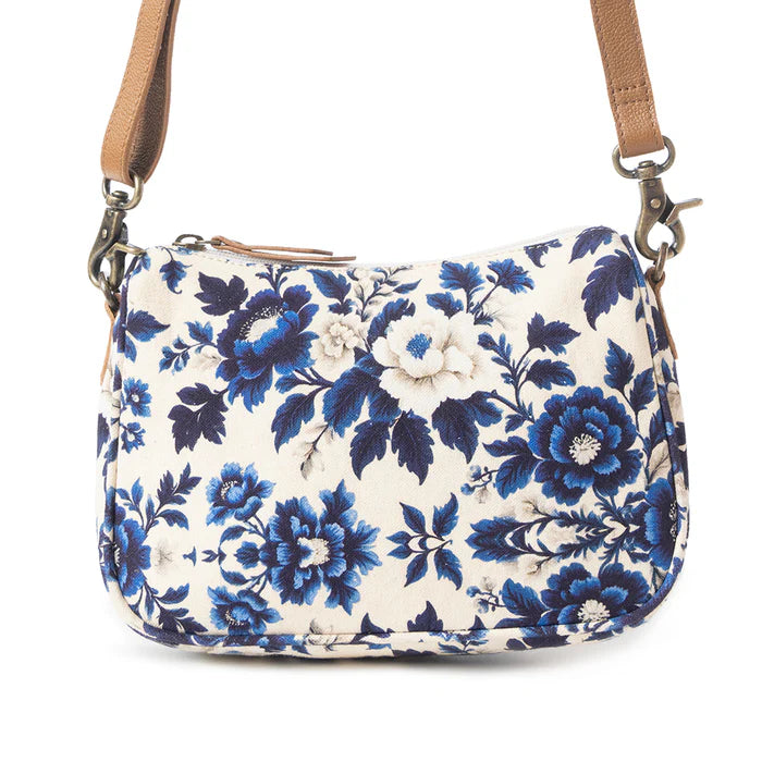 Myra Cottage Rose Crossbody Bag In Blue