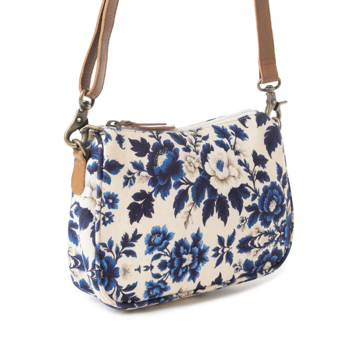 Myra Cottage Rose Crossbody Bag In Blue