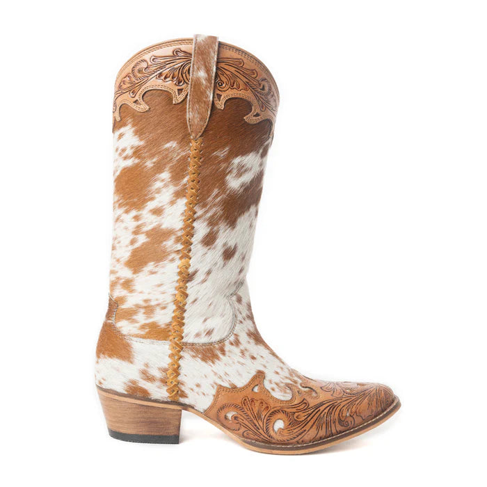 Myra Dakota Dust Handtooled Boots in Tan & White