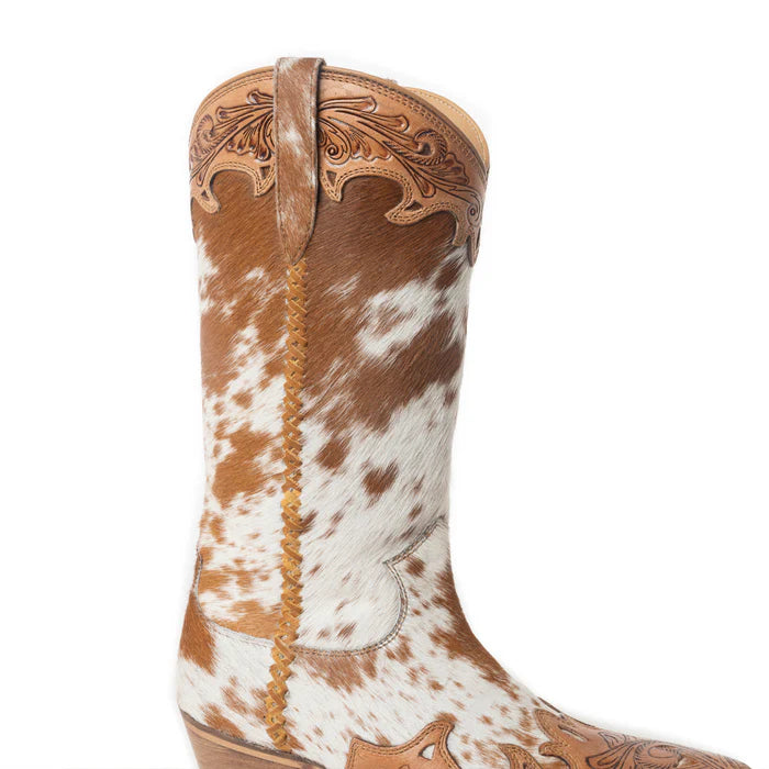 Myra Dakota Dust Handtooled Boots in Tan & White
