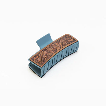 Myra Everline Handtooled Hairclip in Sky Blue