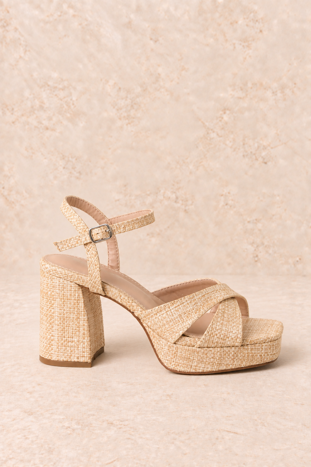 Champagne Porch Raffia Platform Heel