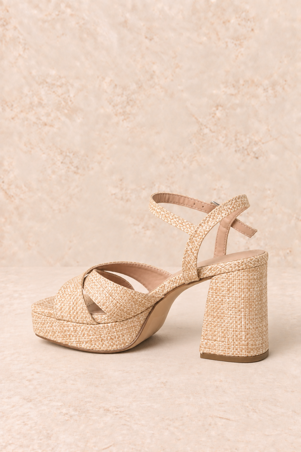 Champagne Porch Raffia Platform Heel