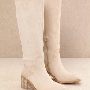Sunday ln Savannah Tall Suede Beige Boots