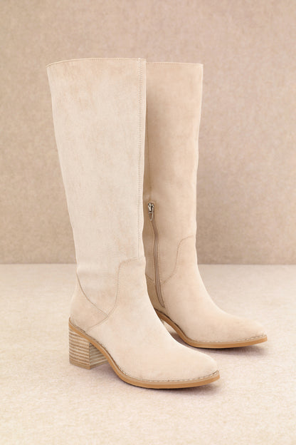 Sunday ln Savannah Tall Suede Beige Boots