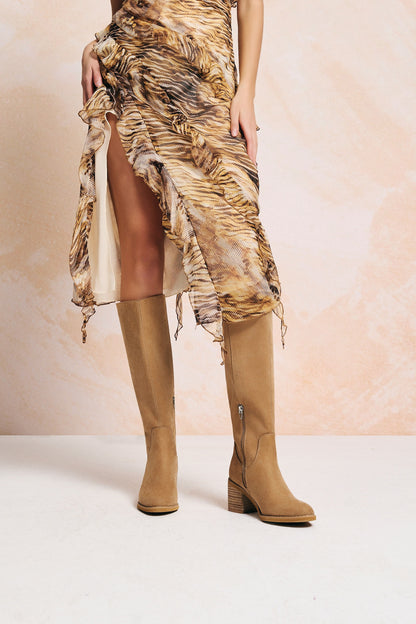 Sunday ln Savannah Tall Suede Apricot Boots